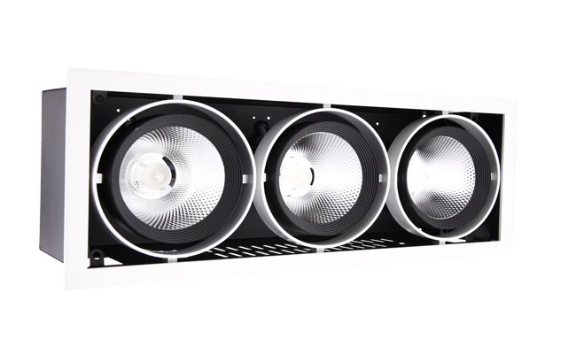 華輝照明G12系列三頭COB格柵射燈45W 華輝照明G12系列三頭COB格柵射燈45W