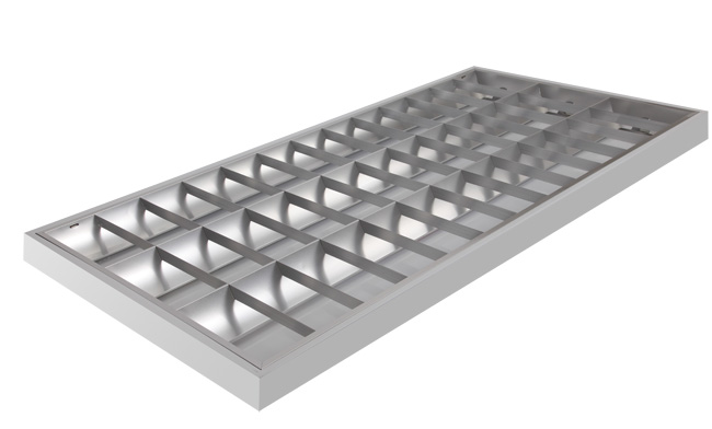  2.	華輝照明占地10多萬平方米，十幾條生產(chǎn)線，年生產(chǎn)上千萬套LED格柵燈盤廠家,產(chǎn)品有T8格柵燈盤，T5格柵燈盤，明裝格柵燈盤，暗裝格柵燈盤。